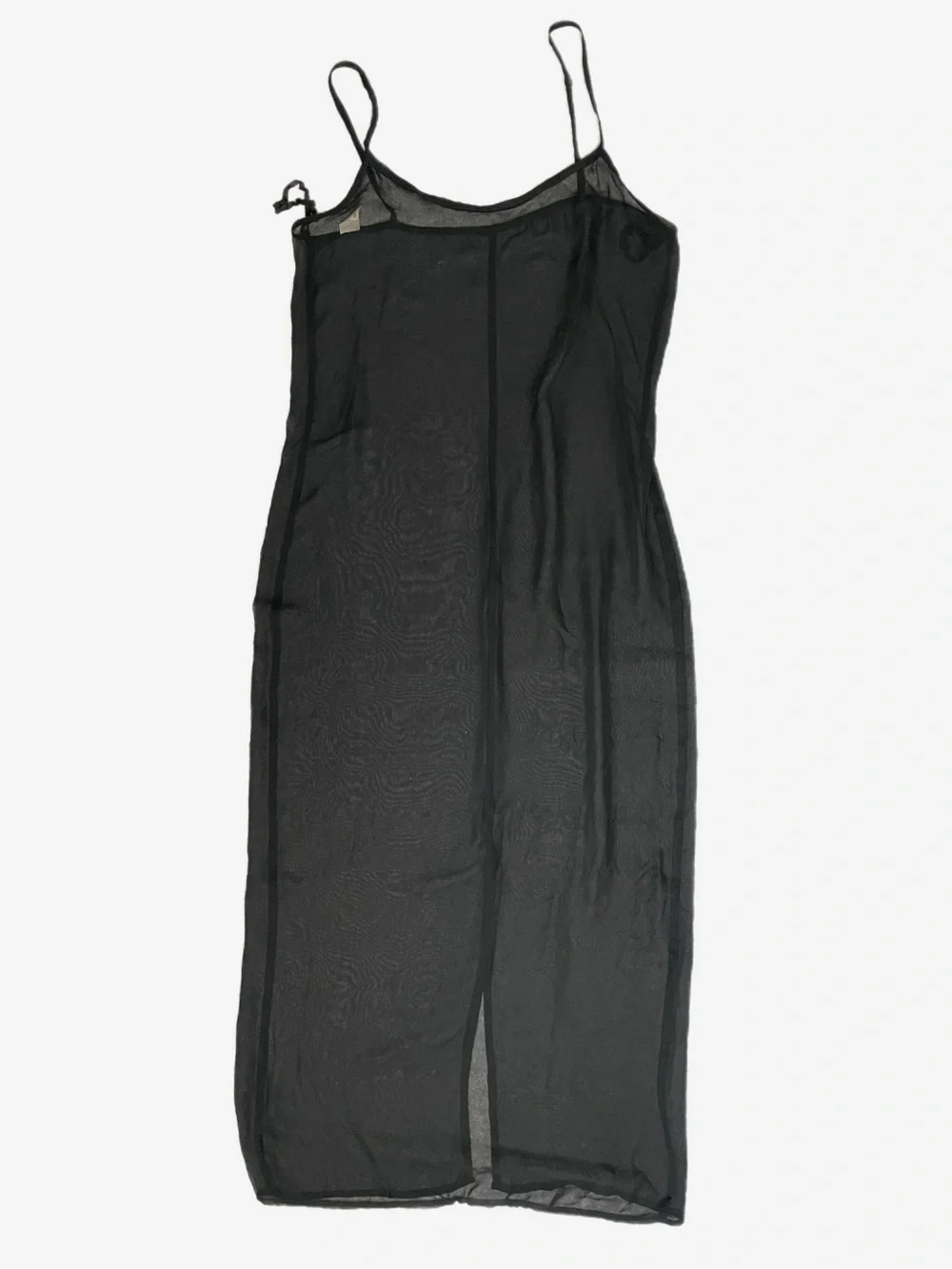 Vintage 90s Unbranded Black sheer chiffon maxi slip dress soft romantic L/XL
